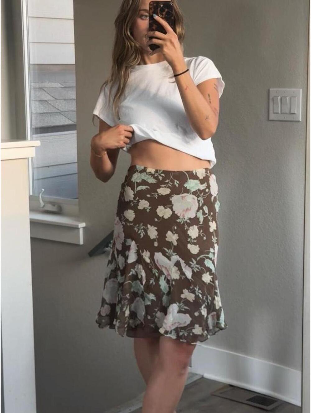 100% Silk Ralph Lauren Midi Skirt